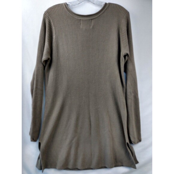 Vintage Express Tricot Sweater Dress Large Olive Green Long Sleeve Rib Knit - Picture 2 of 10
